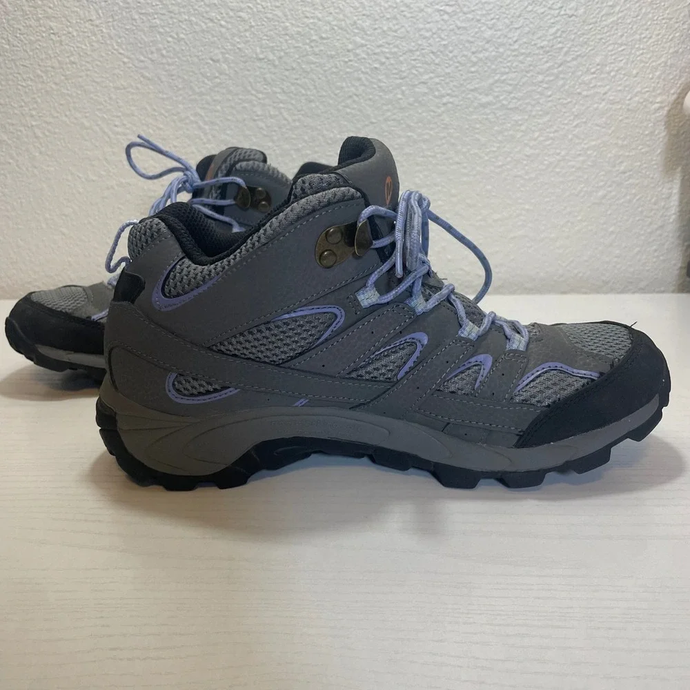 Merrell Moab 2 Mid Waterproof Hiking Boots Women's Size 5.5M Gray‎ Purple - Picture 2 of 8